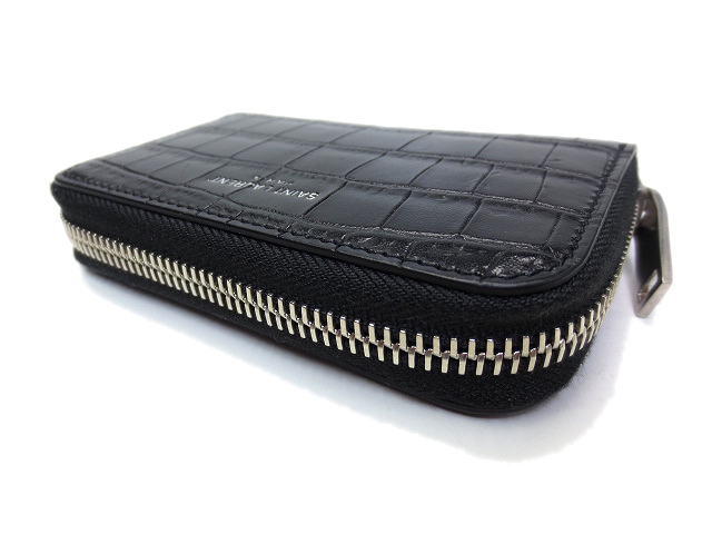 美品 サンローラン パリ SAINT LAURENT PARIS クロコ型押し ラウンド  