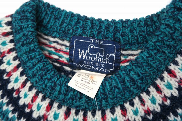 ウールリッチ WOOLRICH クルーネック 総柄 厚手 ニット セーター M 019