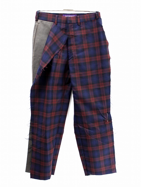 ネペンテス Nepenthes チェック柄 切替し 変形 レイヤード リメイクパンツ S メンズ 019 ベクトルパーク