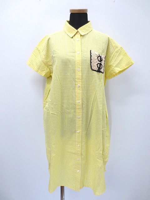 フィグロンドン Fig London かぎ編みポケット ギンガムチェック ワンピース F イエロー レディース 019 ベクトルパーク