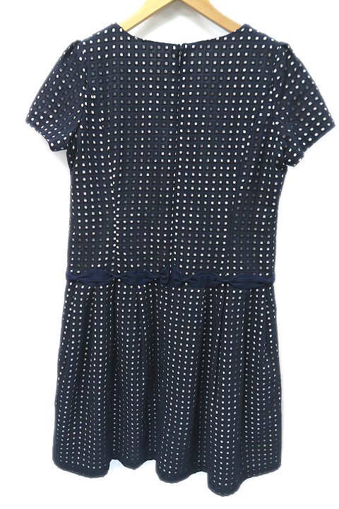 ギャラリービスコンティ Gallery Visconti リボン使い ラッセルフラワーレースデザイン 半袖 ワンピース ネイビー 3 レディース 019 ベクトルパーク