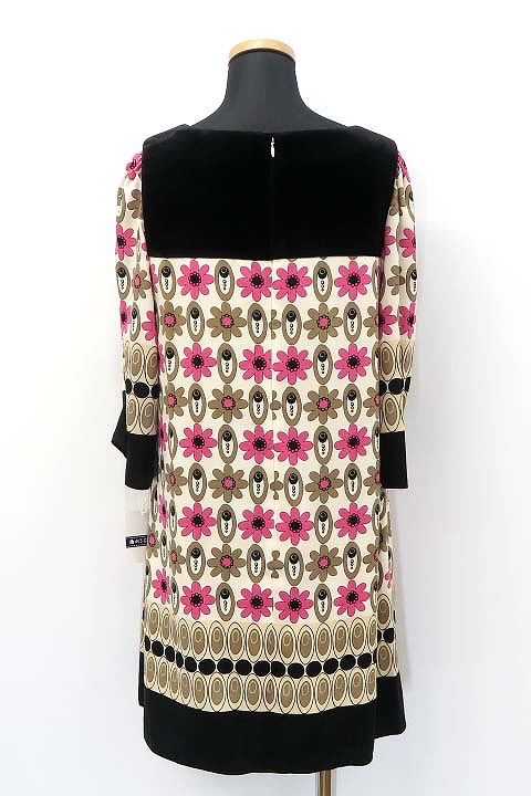 未使用品 エムズグレイシー M S Gracy 総柄 ベロア切替 7分袖 ミニ ワンピース 38 019 ベクトルパーク