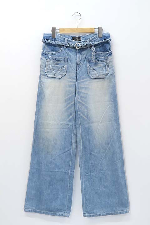 グレースコンチネンタル Grace Continental ベルト付 ダメージ ウォッシュ加工 ワイド デニムパンツ 36 019 ベクトルパーク