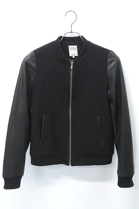 ザラ トラファルック Zara Trafaluc 袖フェイクレザー ウール ジップ スタジャン スタジアムジャンパー ジャケット S Black 黒 レディース 019 ベクトルパーク ザラ トラファルック Zara Trafaluc 袖フェイクレザー ウール ジップ スタジャン スタジアムジャンパー ジャケット S Black 黒 レディース 019 ベクトルパーク