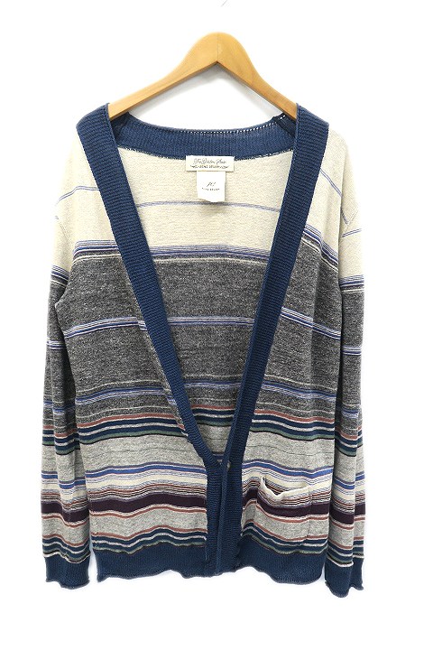 レミレリーフ Remi Relief リネン 麻混 マルチボーダー カーディガン 薄手 M メンズ 019 ベクトルパーク