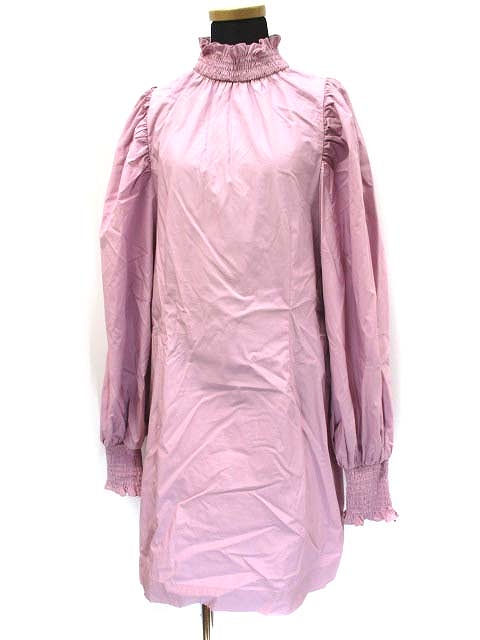 エイチ エム H M シャーリング ネック コットン シャツ ワンピース 42 ピンク レディース 019 ベクトルパーク