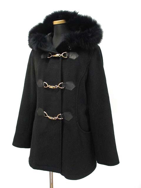 ミッシュマッシュ Misch Masch フォックスファーフード ウール アンゴラ 混 フーデット コート 38 ブラック レディース 019 ベクトルパーク