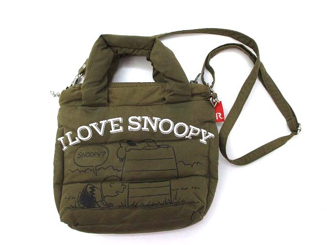 ルートート Rootote ピーナッツ スヌーピー フェザー 中わた 2way ミニハンドバッグ ショルダーバッグ カーキ レディース 019 ベクトルパーク