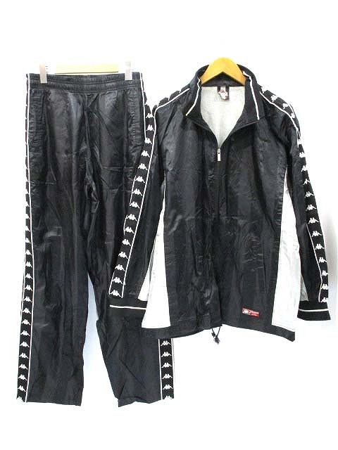 カッパ Kappa 裏地メッシュロゴライン入り ナイロン ジャージ 上下セット O ブラック メンズ 019 ベクトルパーク