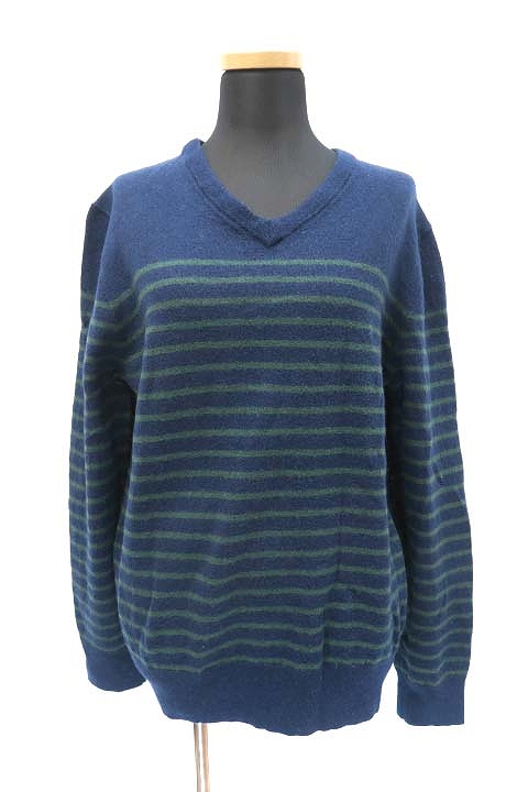 ギャップ Gap Vネック ボーダー メリノウール ニット セーター ネイビー L レディース 019 ベクトルパーク