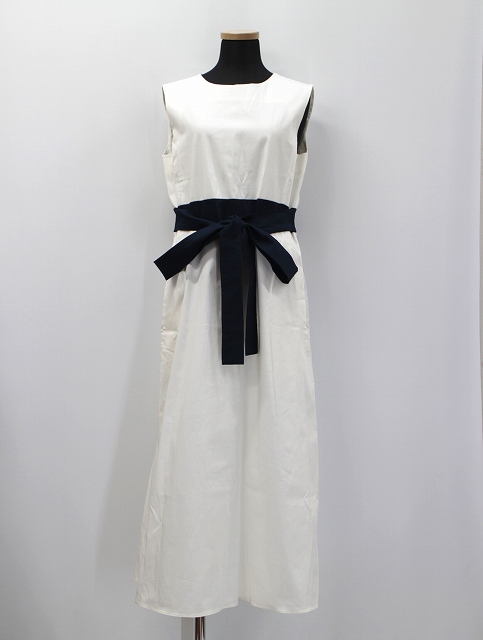 未使用品 Sマックスマーラ S Max Mara 綿ストレッチツイル ノースリーブ ロング ワンピース マキシ丈 42 I M L 9 細身の11号 ホワイト レディース 019 ベクトルパーク