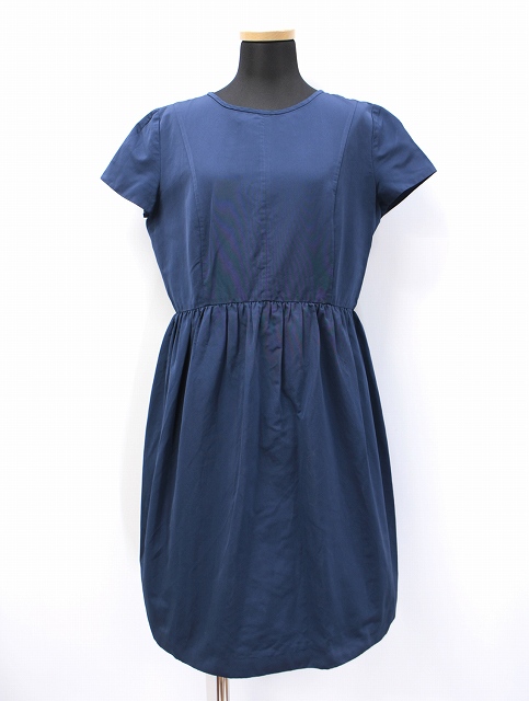Sマックスマーラ S Max Mara ギャザーデザイン グログラン ドレス ワンピース 42 I M L 9 細身の11号 ネイビー レディース 019 ベクトルパーク