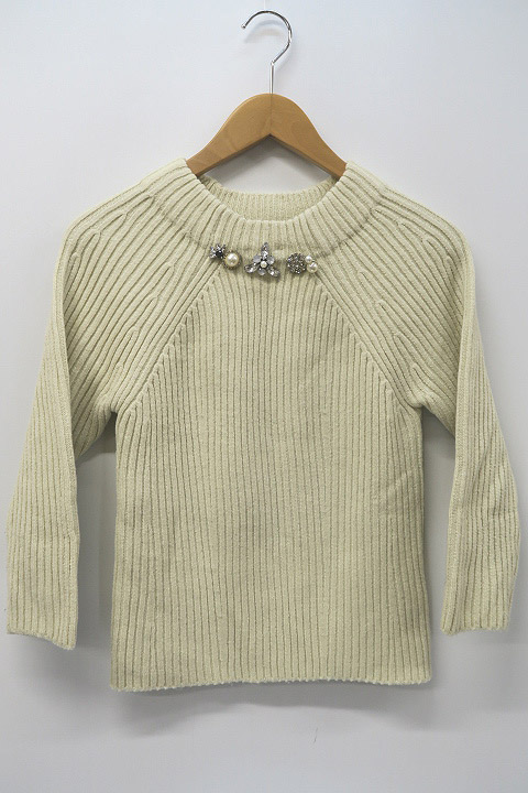 スナイデル Snidel 9分丈 ビジュー リブ ニット セーター トップス F アイボリー レディース 019 ベクトルパーク