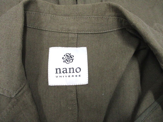 ナノユニバース Nano Universe 綿 麻 混 テーラード ジャケット 36 モスグリーン メンズ 019 ベクトルパーク