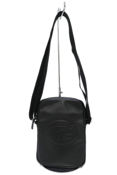 ラコステ Lacoste レザー 本革 ロゴ型押し ミニ ショルダーバッグ ブラック 黒 メンズ 019 ベクトルパーク