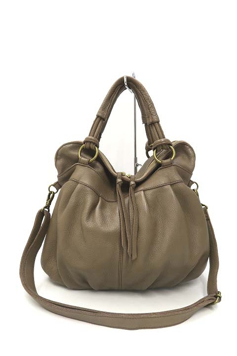Sotheby S Sazaby Genuine Leather 2way Come And Forth Handbag Shoulder Bag Cocoa Ebay
