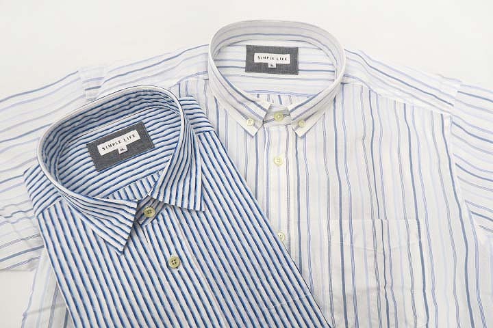 未使用品 レナウン シンプルライフ Simple Life 大きいサイズ 夏向き ストライプ ワイシャツ 長袖 半袖 まとめ 2枚セット 3l メンズ 019 ベクトルパーク