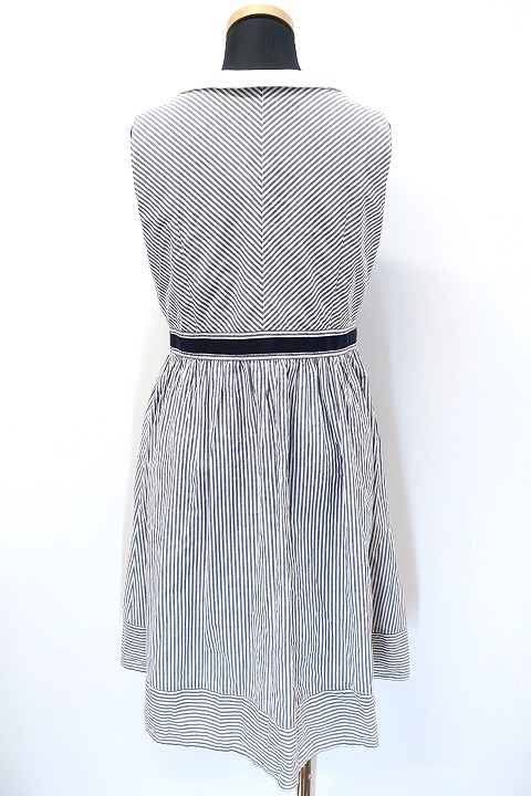 クミキョク 組曲 Kumikyoku ストライプ ひざ丈 ノースリーブ フレア シャツ ワンピース Tl ホワイト 白 ネイビー レディース 019 ベクトルパーク