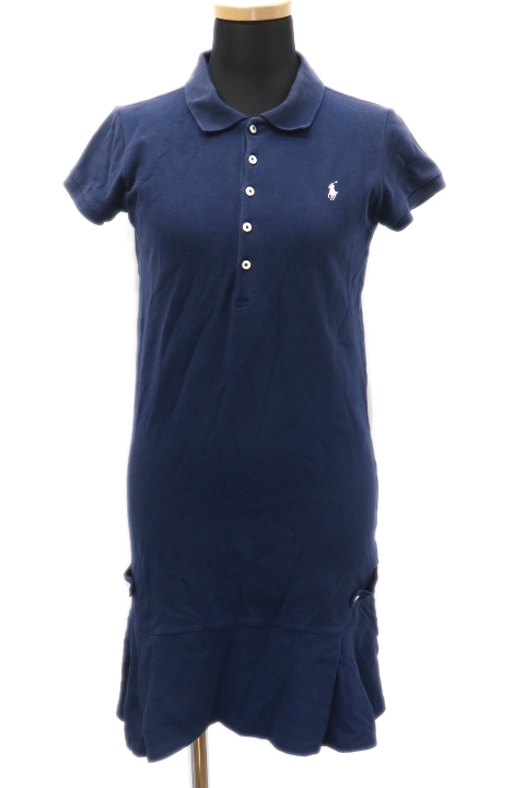 ラルフローレン Ralph Lauren 国内正規 ポニー刺繍 鹿の子 ポロシャツ プリーツスカート ワンピース 150 ネイビー キッズ 019 ベクトルパーク