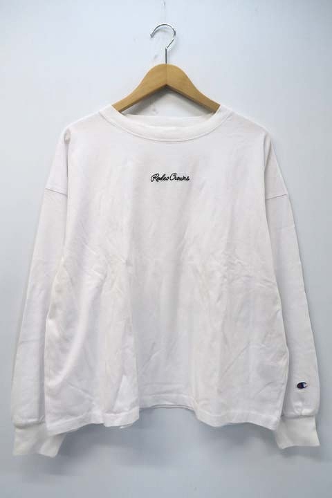 Champion Rodeo Crowns Wide Bowl チャンピオン ロデオクラウンズワイドボウル 長袖 クルーネック ロゴ プリント Tシャツ F White 白 Cwsq412 国内正規品 レディース 019 ベクトルパーク