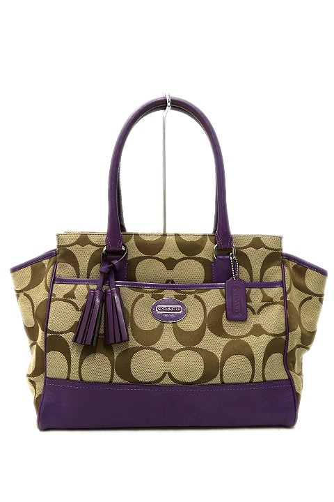 コーチ Coach シグネイチャー レガシー キャンダス キャンバス レザー ミディアム キャリーオール トート バッグ パープル 紫 019 ベクトルパーク コーチ Coach シグネイチャー レガシー キャンダス キャンバス レザー ミディアム キャリーオール トート バッグ パープル 紫 019 ベクトルパーク