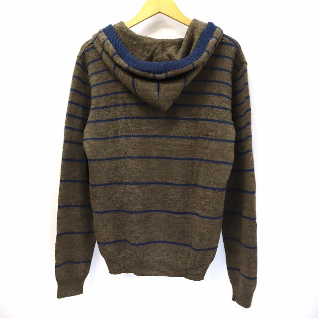 ミスターオリーブ Mr Olive ボーダー ニット パーカー プルオーバー フーディー セーター グレージュ M メンズ 019 ベクトルパーク