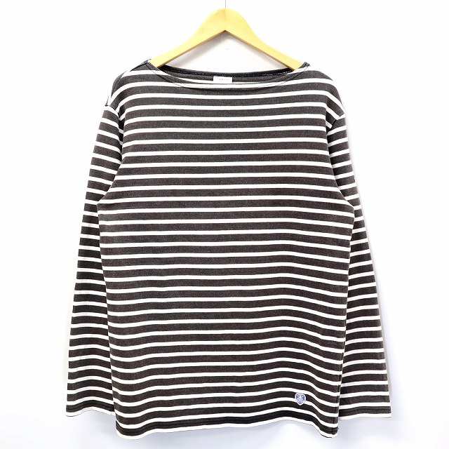 Orcival Beams オーシバル オーチバル ビームス 別注 ボーダー バスクシャツ 長袖 ボートネック カットソー 4 チャコール メンズ レディース 019 ベクトルパーク