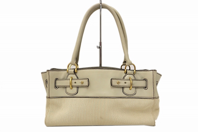 サザビー Sazaby キャンバス レザー ワンショルダー ハンド バッグ カバン アイボリー 019 ベクトルパーク