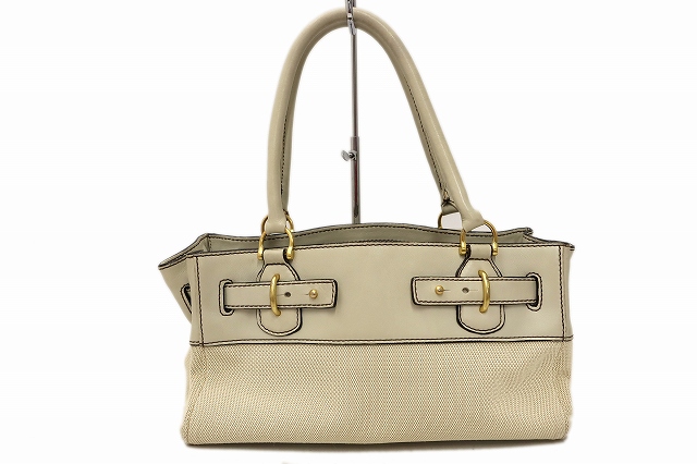 サザビー Sazaby キャンバス レザー ワンショルダー ハンド バッグ カバン アイボリー 019 ベクトルパーク