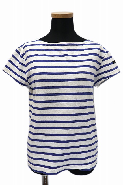 ルミノア Leminor フランス製 ボーダー ボートネック フレンチスリーブ Tシャツ 1 ホワイト ブルー レディース 019 ベクトルパーク