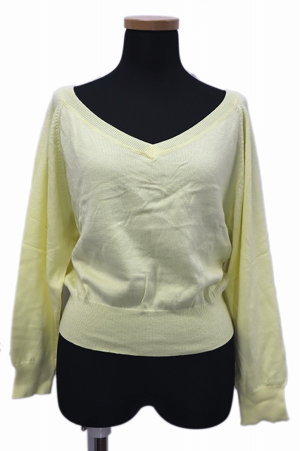 未使用品 マーキュリーデュオ Mercuryduo オフショル Vネック ショート丈 ニット セーター F イエロー 黄 レディース 019 ベクトルパーク