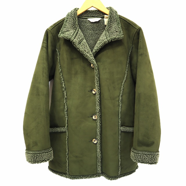 エルエルビーン L.L.BEAN フェイクムートン ボアコート S グリーン  