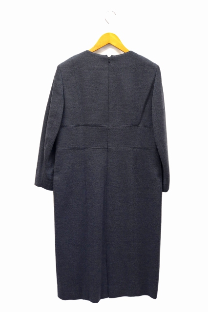 Glamour By Givenchy グラマー バイ ジバンシィ ウールジャージ ノーカラー ロング ワンピース 44 Grey グレー 国内正規品 019 ベクトルパーク