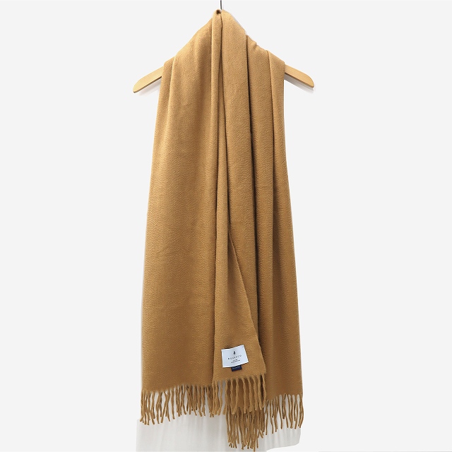 Begg&Coベグアンドコー カシミヤ フリンジ付き 大判 マフラー CAMEL  