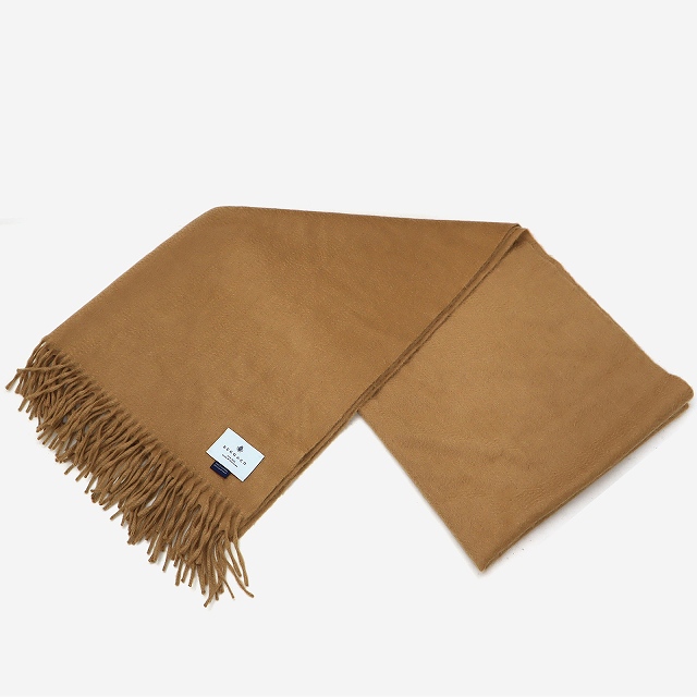 Begg&Coベグアンドコー カシミヤ フリンジ付き 大判 マフラー CAMEL  