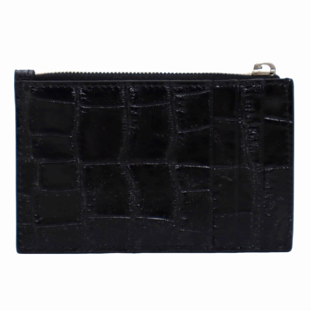 CELINE ジップ付きカードホルダー/クロコダイル型押しカーフスキン