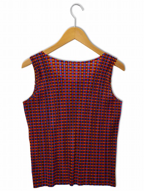 プリーツプリーズ PLEATS PLEASE マルチチェック ノースリーブ シャツ  