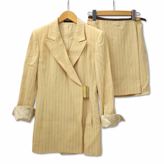 ジェイアンドアール J&R ストライプ パイピング 巻きスカート スーツ  