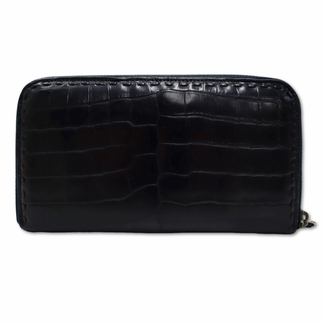 ボッテガヴェネタ BOTTEGA VENETA マットクロコダイル レザー ラウンド 
