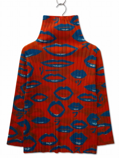 プリーツプリーズ PLEATS PLEASE ハイネック リップ プリント ロング  