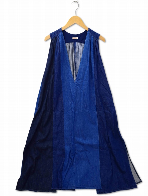 キャピタル ノースリーブ デニム パッチワーク ドレス ワンピース 0(XS)