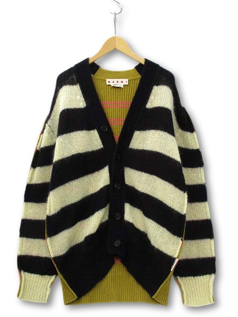 マルニ MARNI Mixed Striped Cardigan in Endive ミックス