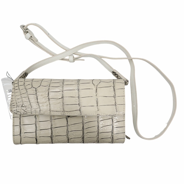 クレッシェンド 目地染め クロコダイルレザー フラップ ショルダーバッグ