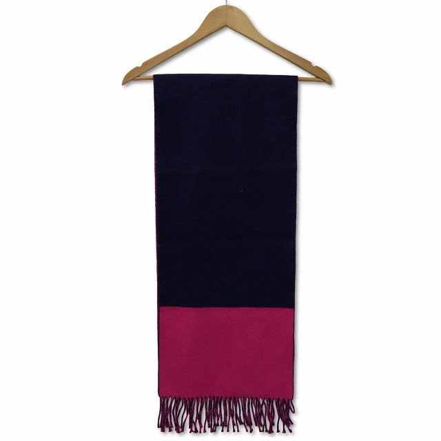 HERMES カシミヤ マフラー ピンク ネイビー