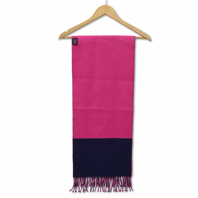 HERMES カシミヤ マフラー ピンク ネイビー