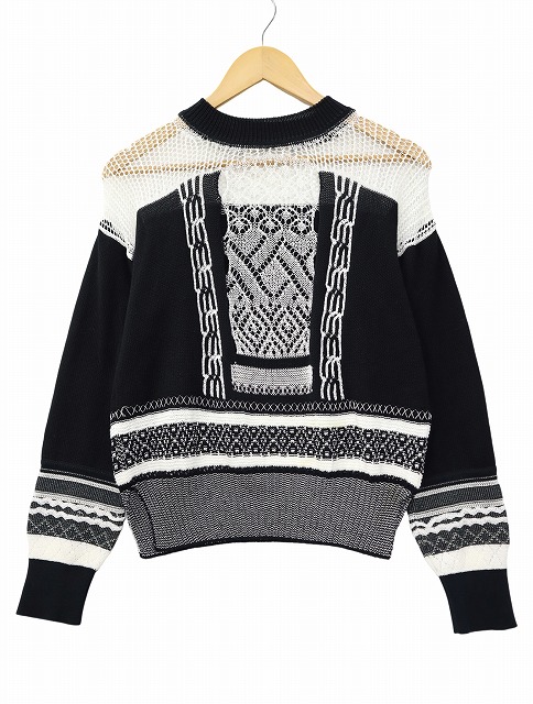 マメクロゴウチ Mame Kurogouchi Mixed Knitted Fabric Pullover