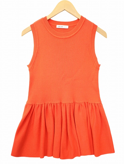 アディアム ADEAM クルーネック ノースリーブ プルオーバー ペプラム ニット セーター S ORANGE(オレンジ) 春夏 レディース アディアム ADEAM クルーネック ノースリーブ プルオーバー
