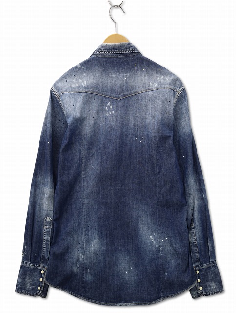 摩天楼さま　DSQUARED2 デニムシャツ ワンウォッシュ インディゴ 摩天楼さま DSQUARED2 デニムシャツ ワンウォッシュ インディゴ