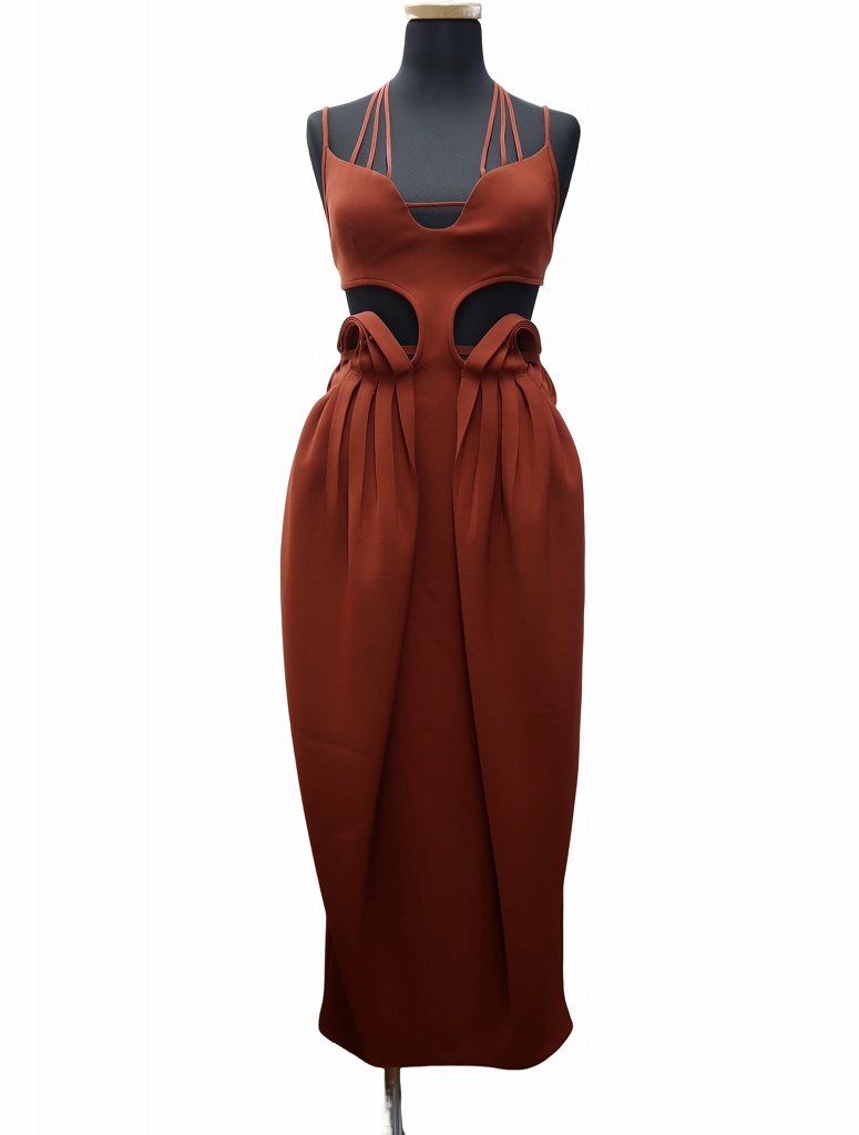 未使用 マメクロゴウチ ストレッチ トリアセテート バスケットパターンドレス 1 未使用品 マメクロゴウチ Mame Kurogouchi Stretched Triacetate