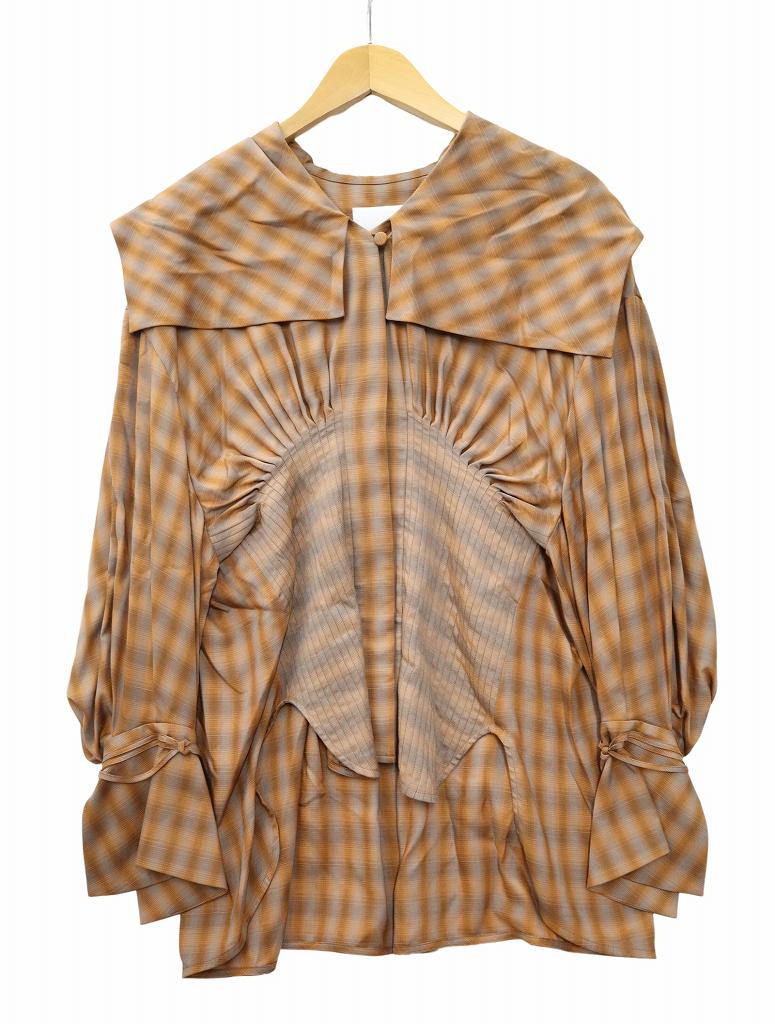 未使用品 マメクロゴウチ Mame Kurogouchi Linen Mix Ombre Check 